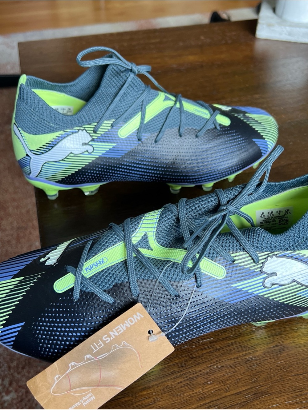 Puma Gray and Neon Green Women's Soccer Cleats
